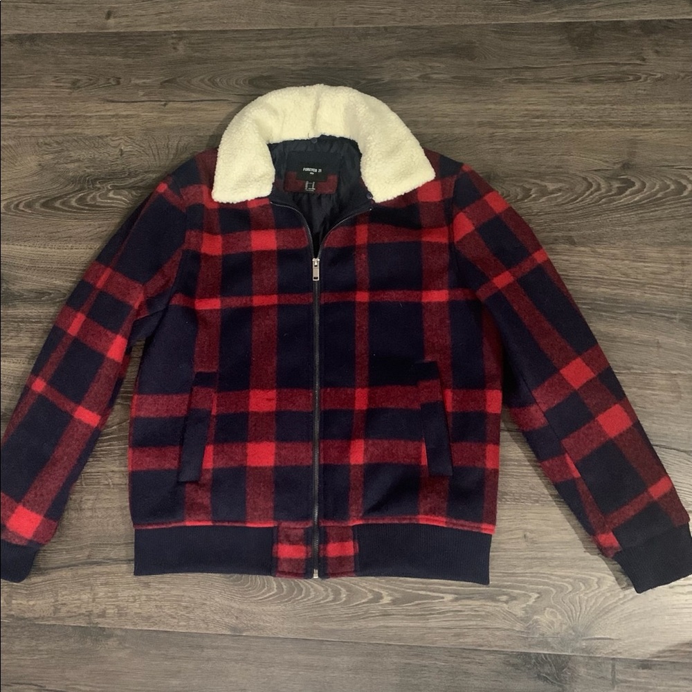 Red/Blue Faux Fur Jacket